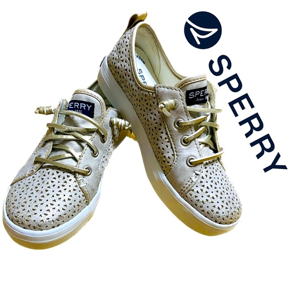 Sperry Other - SPERRY Crest Vibe Perforated Top-Sider
Champagne Sneakers Girl’s Size 13.5 M